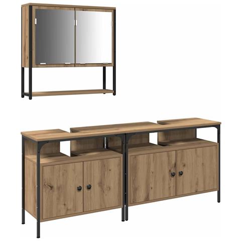 Set di mobili per il bagno 3 pcs Marrone 80 x 30 x 60 cm - Foto 1