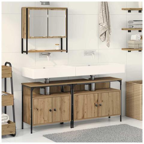 Set di mobili per il bagno 3 pcs Marrone 80 x 30 x 60 cm - Foto 2