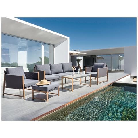 Set Salotto Da Giardino Con Tavolo E Pouf 5 Posti Nola Metallo Grigio - Foto 1