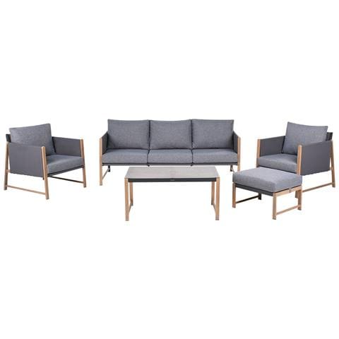 Set Salotto Da Giardino Con Tavolo E Pouf 5 Posti Nola Metallo Grigio - Foto 2
