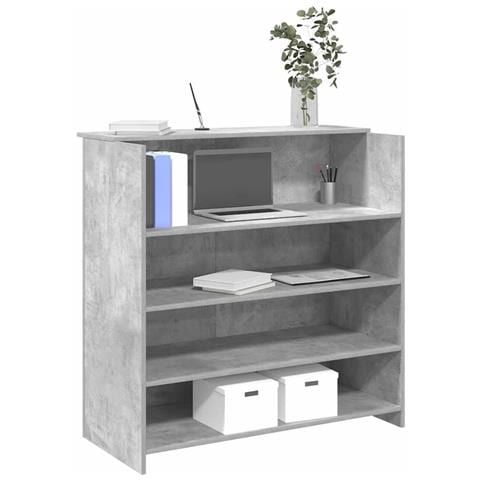 Banco Reception Grigio Cemento 100x50x103,5cm Legno Multistrato - Foto 2