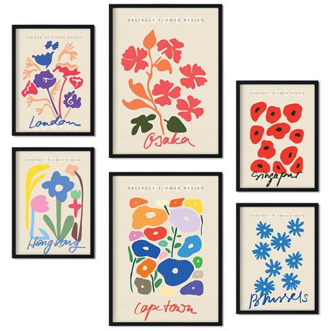 Set Di 6 Stampe Collezione Di Poster Floreali Con Estetica Collage Per La Decorazione D'interni A3 & A4 Senza Cornice - Foto 1