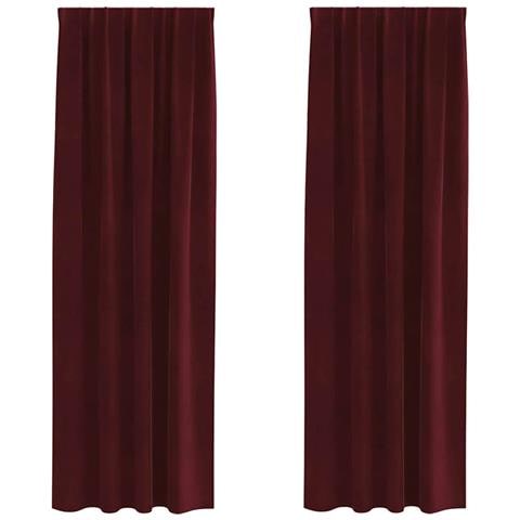 Tende con tende 2 pcs Rosso vino 140 x 225 cm Velluto - Foto 1