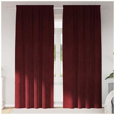 Tende con tende 2 pcs Rosso vino 140 x 225 cm Velluto - Foto 2