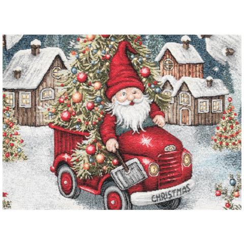 Tovaglia Centrotavola Centrino Tavolo Fantasie Natalizie Cinigliato Piazzato Made Italy 90x90 Truck - Foto 2