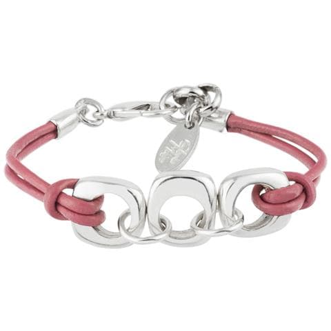 Bracciale In Pelle Rosa E Argento Dimas In Pelle Fucsia - Foto 1