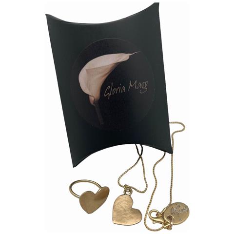 Ciondolo A Cuore E Anello In Ottone E Zama Placcato Oro, 40 Cm, Misura T-15 - Foto 1