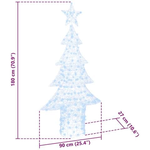 Albero di Natale con 240 LED Bianco freddo 180 cm Acrilico - Foto 8