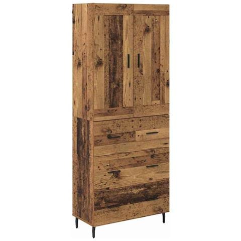 Credenza 2 pcs Legno vecchio Legno Stratificato e Vetro - Foto 1