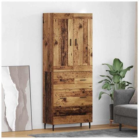 Credenza 2 pcs Legno vecchio Legno Stratificato e Vetro - Foto 2