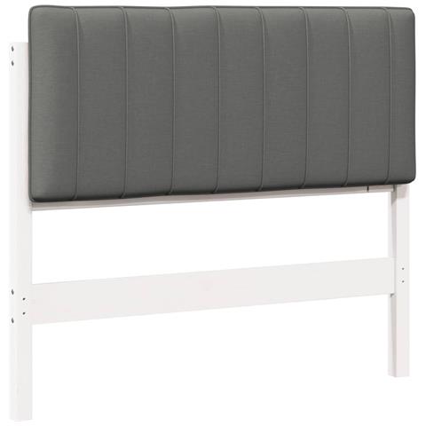 Testiera imbottita Bianco e grigio chiaro 100 cm Pino massello - Foto 1