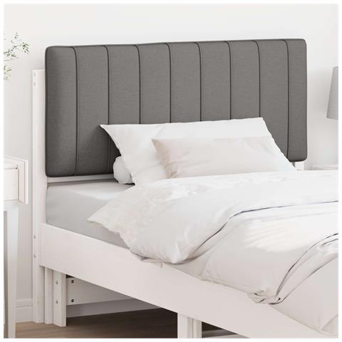 Testiera imbottita Bianco e grigio chiaro 100 cm Pino massello - Foto 2