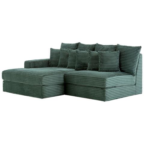 Cardiff Divano Profondo Ad Angolo 2/3 Posti In Velluto A Coste Verde - Foto 7