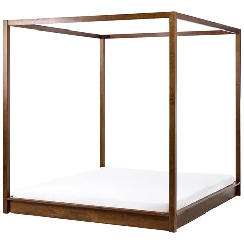 Letto A Baldacchino Legno Herliere 180 X 200 Cm Marrone Scuro - Foto 2
