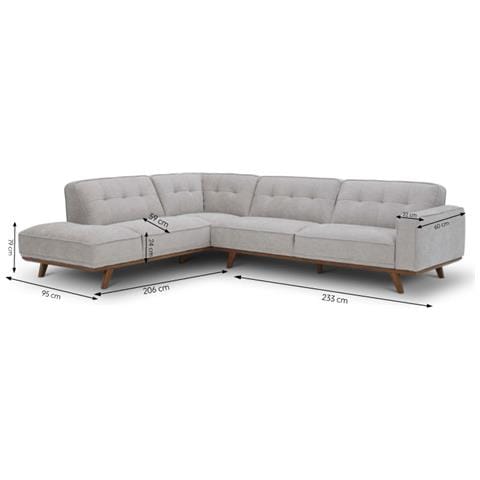 York Divano D'angolo Firmato In Tessuto Grigio 5/6 Posti - Foto 2