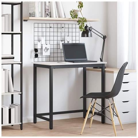 tavolo Bianco 80 x 50 x 77 cm Legno ingegnerizzato e acciaio - Foto 2