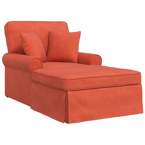 Chaise Longe con Gonna 3 pcs Rosso Arancio Tessuto in Cords - Foto 1