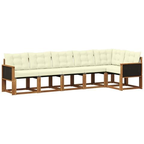 Set di divani da esterno con cuscino 6 pcs Naturale e Crema - Foto 1