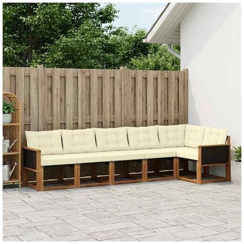 Set di divani da esterno con cuscino 6 pcs Naturale e Crema - Foto 2