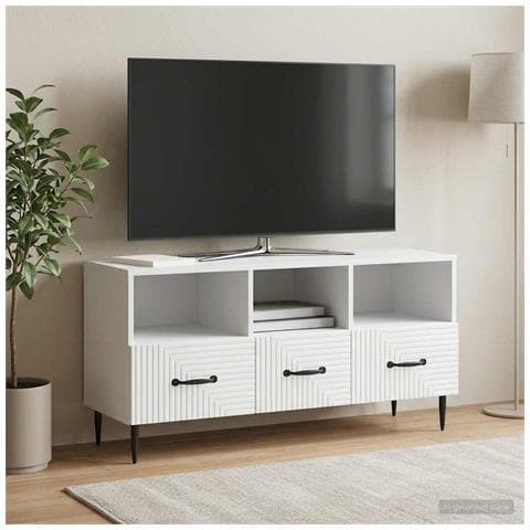 Mobile TV Bianco 102 x 34,5 x 50 cm Legno ingegnerizzato - Foto 2