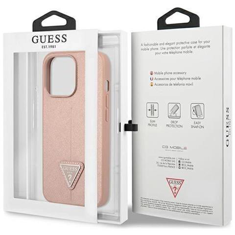 Guess Guhcp14xpsatlp Iphone 14 Pro Max 6,7 Rosa / Rosa Custodia Saffiano Logo A Triangolo - Foto 1