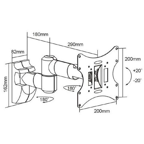 FLEXO 40-300 Supporto a Parete per Schermi LCD / LED / PLASMA 10-40'' Portata Max 30Kg - Foto 2