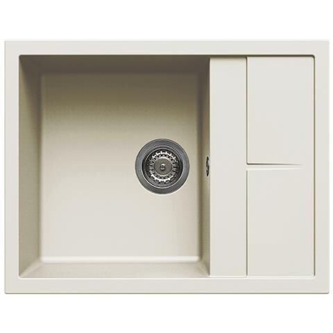 Lavello Unico 125 Granitek 65x50 cm 1 vasca con gocciolatoio Colore Bianco Antico 62 - Foto 1