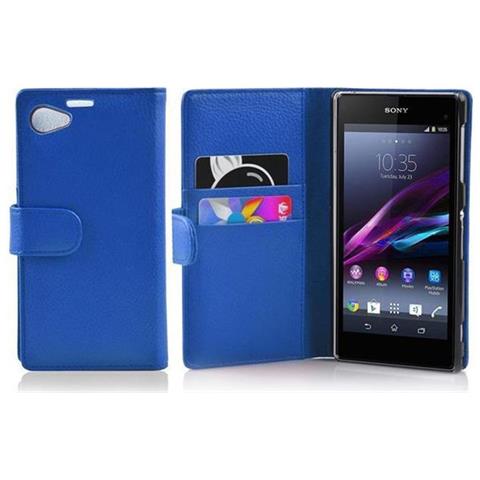 Cadorabo Custodia Compatibile Con Sony Xperia Z1 Compact In Blu Reale - Coperchio Protettivo In Ecopelle Testurizzata E Tasca Per Carte Di Credito - Foto 1