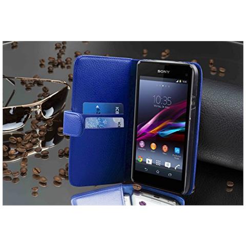 Cadorabo Custodia Compatibile Con Sony Xperia Z1 Compact In Blu Reale - Coperchio Protettivo In Ecopelle Testurizzata E Tasca Per Carte Di Credito - Foto 2