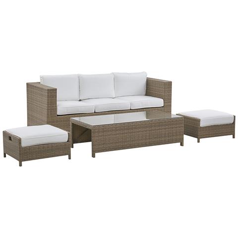 Set Da Giardino In Rattan Sintetico Bianco A 3 Posti Belluno - Foto 17