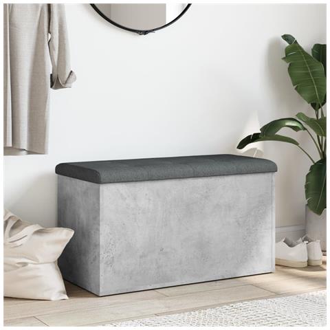 Panca Portaoggetti Grigio Cemento 82x42x45 Cm Legno Multistrato - Foto 3