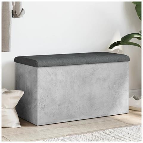 Panca Portaoggetti Grigio Cemento 82x42x45 Cm Legno Multistrato - Foto 1