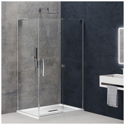 Cabina Angolare Anta Battente Sinistra Genziana Cristallo Trasparente 8 Mm *** Misure : 78-79x98-99xh200 Cm Sx - Foto 1