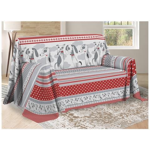 Telo Arredo Multiuso Linea Pensieri Delicati In Cotone Disegno Bau Bau Matrimoniale Rosso - Foto 1