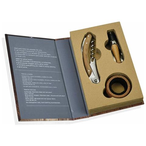 Set Di Accessori Per Il Vino Cc66178 Legno Acciaio Inossidabile 3 Pezzi - Foto 2