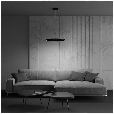 Lampadario A Sospensione Moderno Rim Alluminio Nero Led 37w - Foto 2
