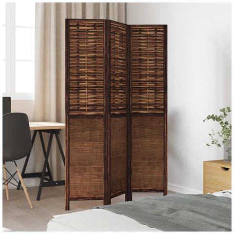 Divisorio Ambienti 3 Pannelli Marrone Scuro Massello Paulownia - Foto 3