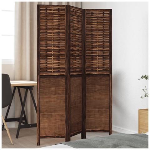 Divisorio Ambienti 3 Pannelli Marrone Scuro Massello Paulownia - Foto 1