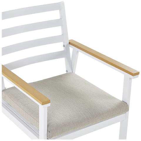 Set Di 4 Sedie Da Giardino Bianche Con Cuscini Beige Cavoli - Foto 2