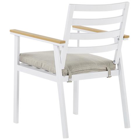 Set Di 4 Sedie Da Giardino Bianche Con Cuscini Beige Cavoli - Foto 8