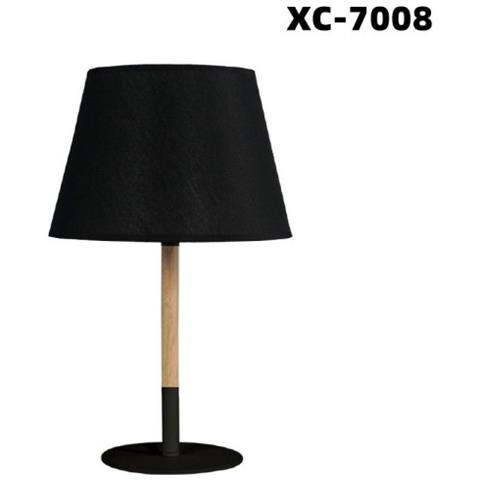 Trade Shop - Lampada Da Tavolo Abat Jour Con Paralume In Tessuto Nero Portalampada E27 Xc-7008 - Foto 1