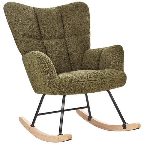 Sedia A Dondolo Bouclè Verde Scuro Oulu - Foto 2