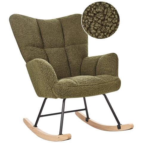 Sedia A Dondolo Bouclè Verde Scuro Oulu - Foto 8