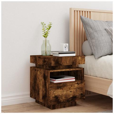 Comodino Con Luci Led Rovere Fumo 40x39x48,5 Cm - Foto 3