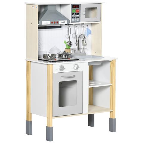 Cucina Giocattolo Per Bambini Con Altezza Regolabile, Suoni, Luci E Utensili, In Mdf E Pp, 60x30.5x93.2 Cm - Foto 1
