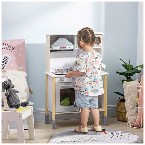 Cucina Giocattolo Per Bambini Con Altezza Regolabile, Suoni, Luci E Utensili, In Mdf E Pp, 60x30.5x93.2 Cm - Foto 2