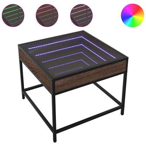 Tavolino Da Salotto Con Led Infinity Rovere Marrone 50x50x41 Cm - Foto 2