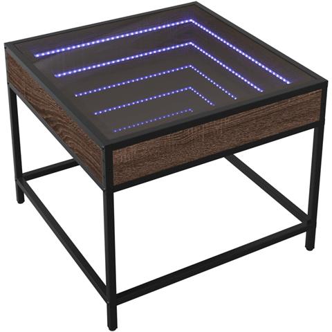 Tavolino Da Salotto Con Led Infinity Rovere Marrone 50x50x41 Cm - Foto 3