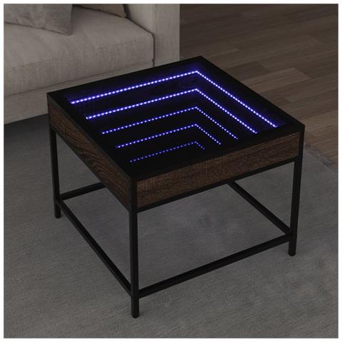 Tavolino Da Salotto Con Led Infinity Rovere Marrone 50x50x41 Cm - Foto 1