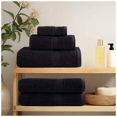 Asciugamani da Doccia SOLUND 10 pz Neri 70x140 cm 600 g /m² - Foto 3